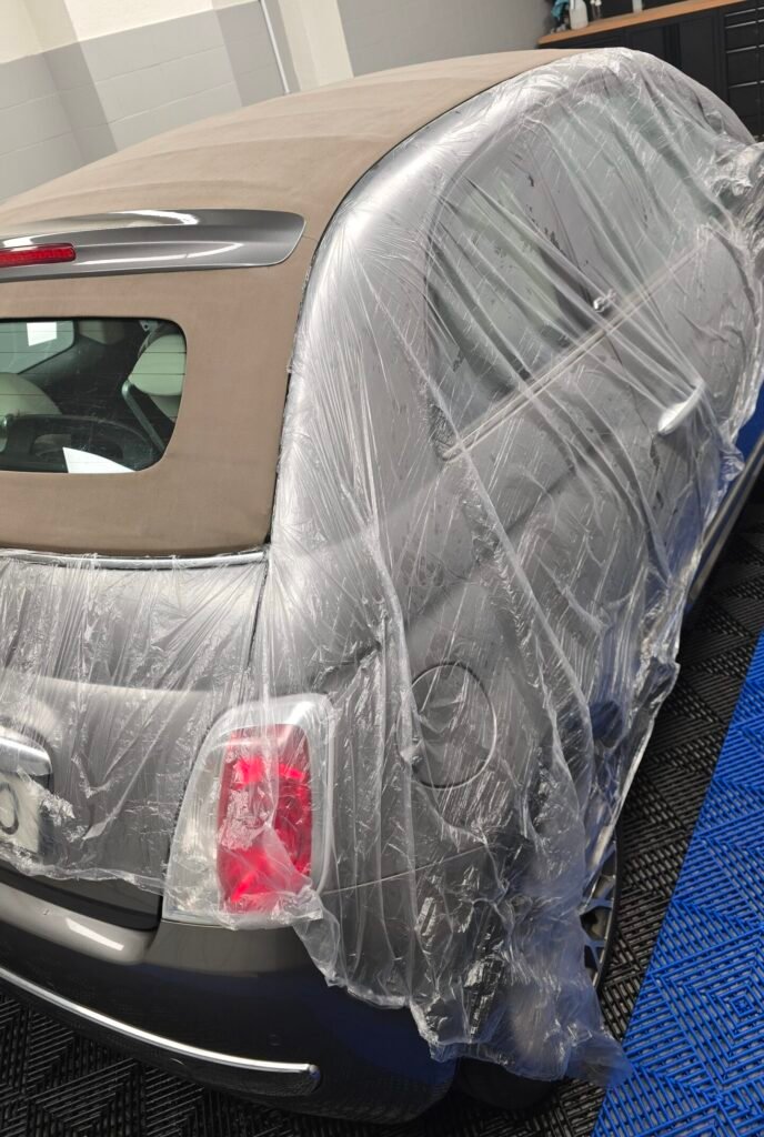 Fiat 500c preparação para impermeabilização de capota